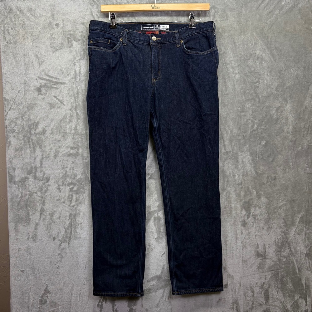 Carhartt Women's Flannel Lined Jeans 16 Dark Wash Indigo 102729 Work Wear Winter